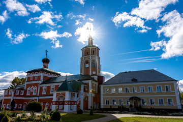 Naklejka premium Vyazemsky Ioanno-Predtechensky monastery. Church. Autumn day in Russia