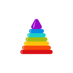 Baby pyramid. Vector. Colorful toy icon isolated. Baby shower symbol in flat design on white background. Cartoon illustration.