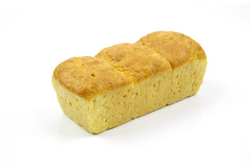 Mandioquinha bread over white background