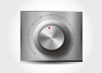 Dial knob vector.Global Swatches. Realistic metal button with circular processing and shadow. Vector illustration