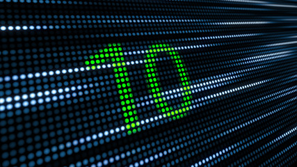 Green 10 on blue & white LED background