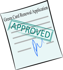 green card renewal application on the stamp approved