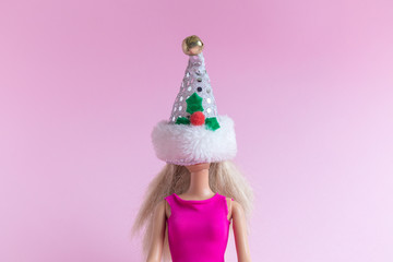 Minimalistic Christmas abstract isolated on rose.