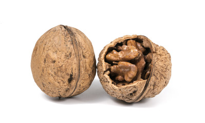 Walnuts isolated on white background