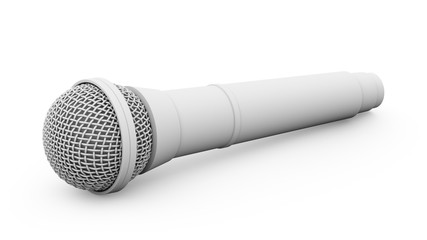 3d rendering white microphone isolated