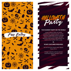Halloween vertical Banners. Party Invitation or menu design. Vector Illustration.Place for your text. grunge style