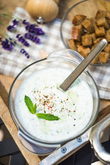 Traditional bulgarian Tarator soup