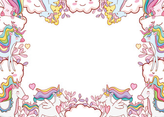 Fantasy unicorns frame Fantasy unicorns frame