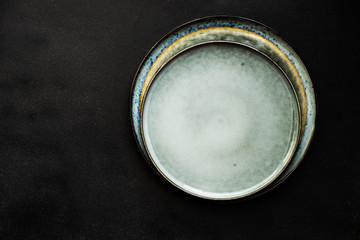 Ceramic plate on dark background