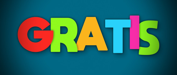 Gratis - overlapping multicolor letters written on blue background