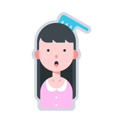 Avatar woman comb flat illustration