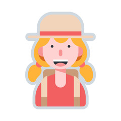 Avatar woman backpacker flat illustration