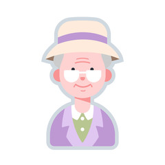 Avatar woman old flat illustration