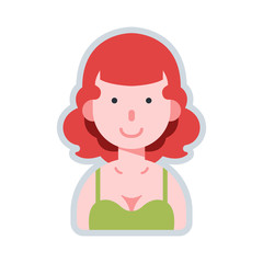 Avatar woman sexy red hair flat illustration