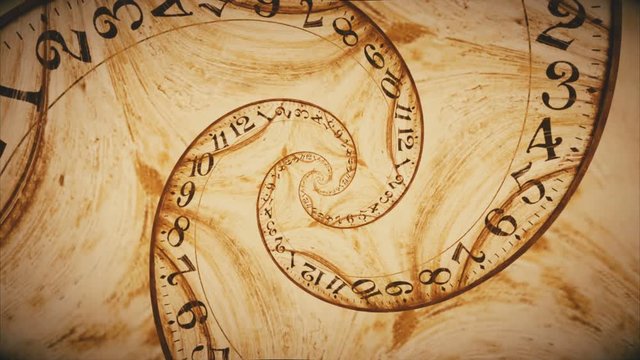 Rotating spiral of clock from numbers abstract seamless animation