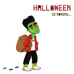 Vector Illustration of Halloween is coming with Frankenstein