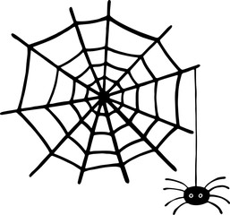 Fototapeta premium Doodle spider and web - igraphic element for halloween. Vector illustration
