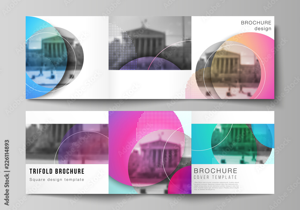 Poster the minimal vector editable layout of two square format covers design templates for trifold square b