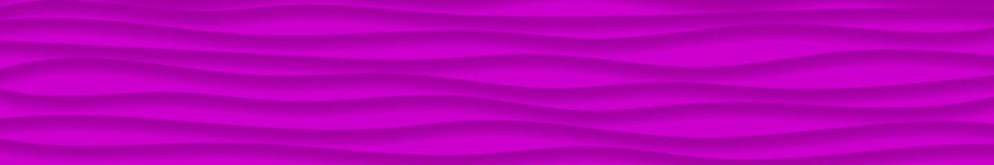 Abstract horizontal banner of wavy lines with shadows in purple colors