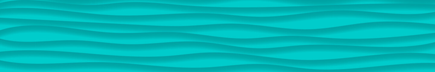 Abstract horizontal banner of wavy lines with shadows in light blue colors