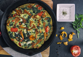 Chanterelle mushroom fritatta