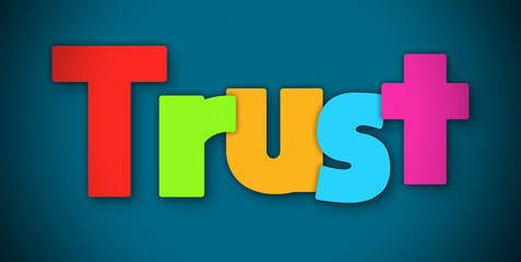 Trust - overlapping multicolor letters