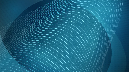 Abstract background of curved surfaces and halftone dots in blue colors