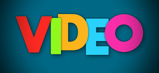Video - overlapping multicolor letters written on blue background