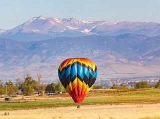 Hot Air Balloon with Mountain Background