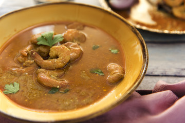 prawn curry cookied with coconut milk