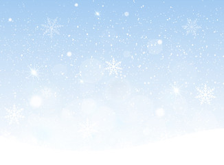 Vector illustration of snowing sky, Christmas snowflakes background.