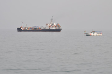 Fototapeta premium The cargo ship transportation