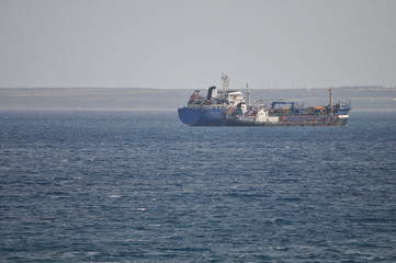 The cargo ship transportation