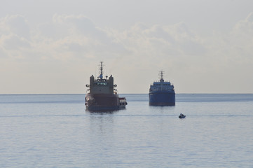 The cargo ship transportation