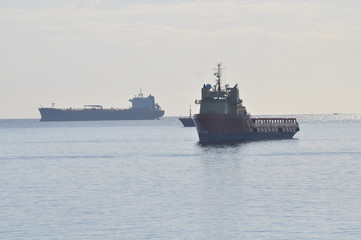 The cargo ship transportation