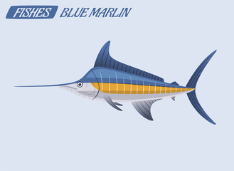 Fish character. Cartoon vector illustration