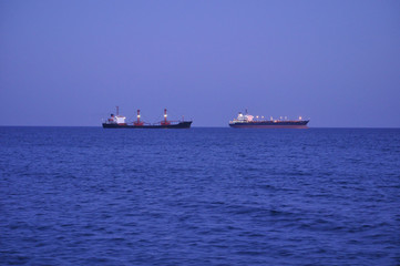 The cargo ship transportation