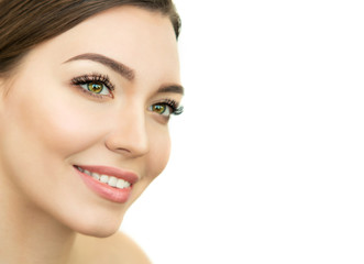 Obraz premium Beauty Model with Perfect Fresh Skin and Long Eyelashes.