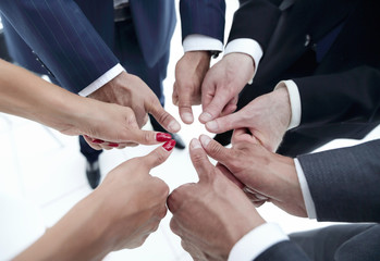 close up. business colleagues showing their unity
