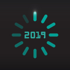 Happy new 2019 year. Greetings card. Colorful design. Vector illustration.