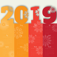 Happy new 2019 year. Greetings card. Colorful design. Vector illustration.