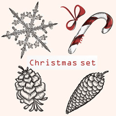 Set of vector Christmas elements for design