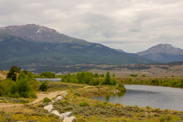 Obraz premium landscape with lake and mountains