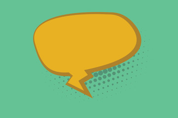 Flat design business Vector Illustration concept Empty template copy space Posters coupons promotional material. Blank Oblong Halftone Speech Bubble Text Balloon with Zigzag Tail and Shade