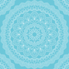 Seamless pattern with mandala ornament. Hand drawn illustration