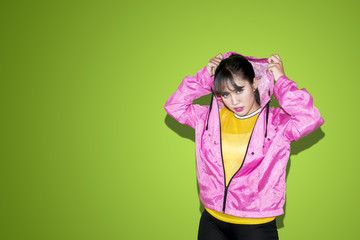 Beautiful dancer wearing sweatshirt