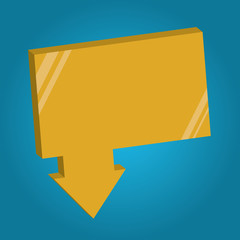 Flat design Vector Illustration Empty esp template copy text for Ad, promotion, poster, flyer, web banner, article. Blank 3D Rectangular Shape Form with connecting Arrow pointing downward