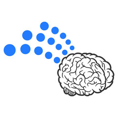 Vector brain radio interface illustration. An isolated illustration on a white background.