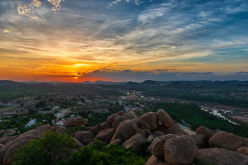 Sunset from atop Matanga Hill in Hampi India