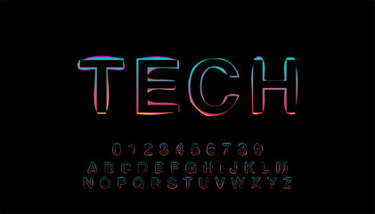Abstrct Alphabet Double Exposure Glitch Modern Style. Typography Colorful Type for Logo, Creative, Banner or Heading Black Bold Font